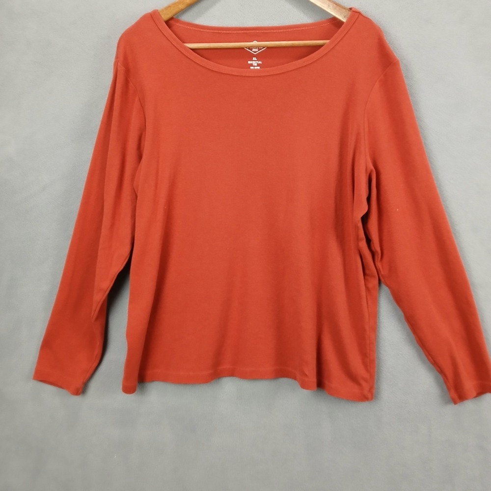 St. John's Bay Essential Shirt Womens XL Orange Knit‎ Casual Scoop Neck Thermal